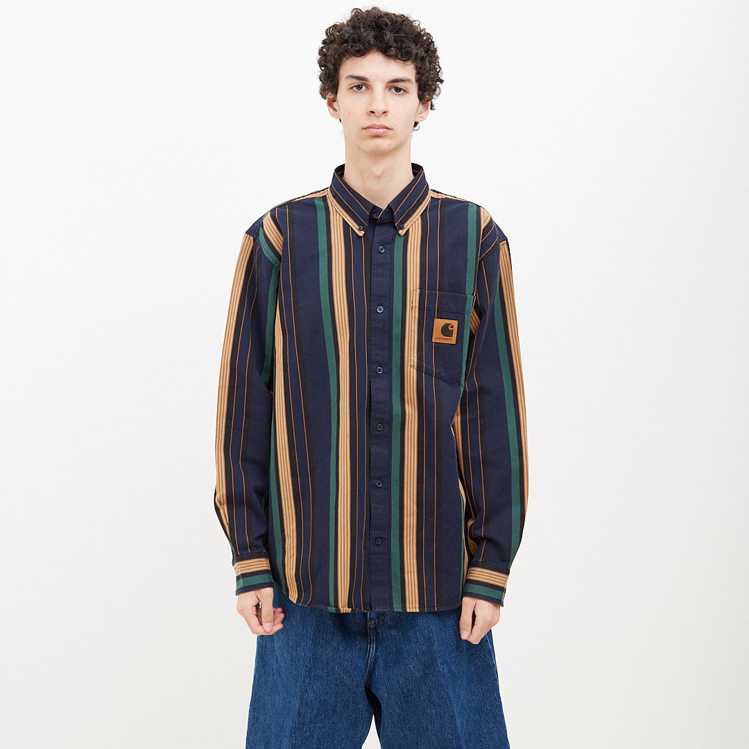 Carhartt WIP L/S Dorado Shirt Dorado Stripe / Dark Navy – Degli Uberti