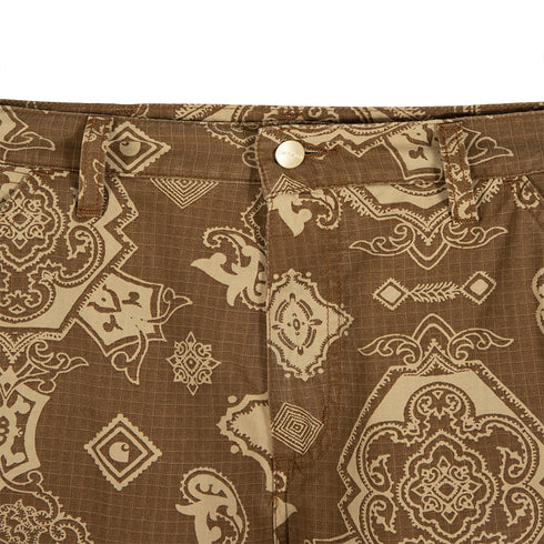 Carhartt WIP Single Knee Short Verse Print Hamilton Brown I030767_0Y7_60 Degli Uberti