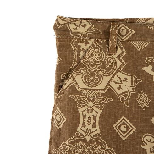 Carhartt WIP Single Knee Short Verse Print Hamilton Brown I030767_0Y7_60 Degli Uberti