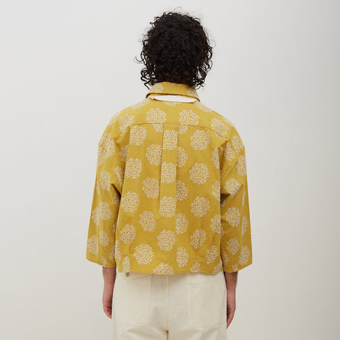 Merely Made Flower Embroidery Cropped Shirts Mustard 197SH Degli Uberti