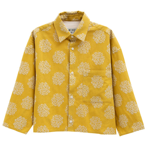 Merely Made Flower Embroidery Cropped Shirts Mustard 197SH Degli Uberti