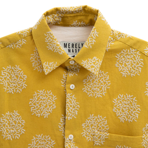 Merely Made Flower Embroidery Cropped Shirts Mustard 197SH Degli Uberti