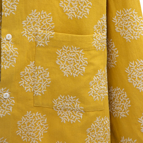 Merely Made Flower Embroidery Cropped Shirts Mustard 197SH Degli Uberti