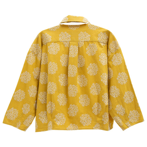 Merely Made Flower Embroidery Cropped Shirts Mustard 197SH Degli Uberti
