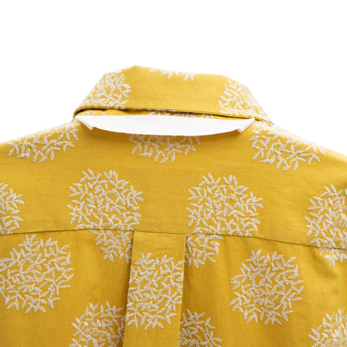 Merely Made Flower Embroidery Cropped Shirts Mustard 197SH Degli Uberti