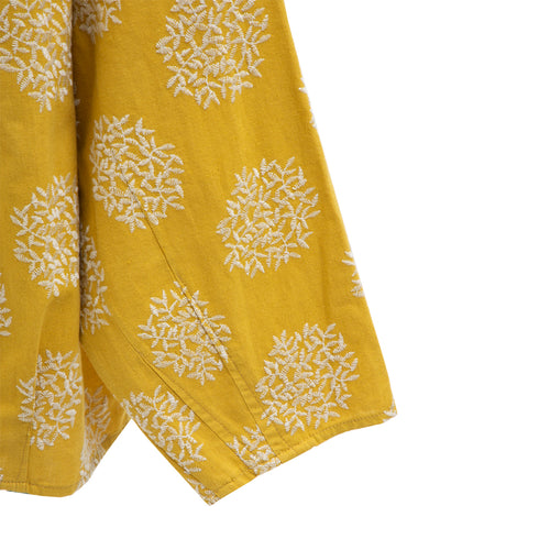 Merely Made Flower Embroidery Cropped Shirts Mustard 197SH Degli Uberti