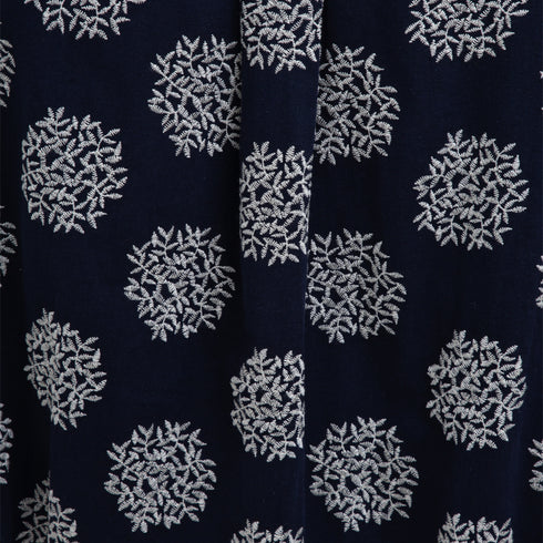 Merely Made Flower Embroidery Cropped Shirts Navy 197SH Degli Uberti