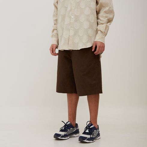 Merely Made Plant Jacquard Wide Shorts Chocolate 190SP Degli Uberti