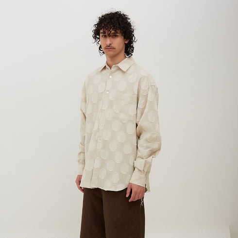 Merely Made Vintage Jacquard Over Size Shirts Oatmeal 196SH Degli Uberti