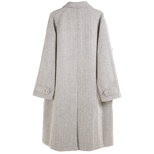 Mfpen Curator Coat Brown Herringbone Wool AW22-62 Degli Uberti