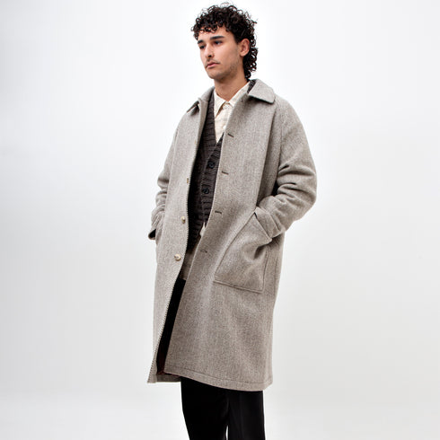Mfpen Curator Coat Brown Herringbone Wool AW22-62 Degli Uberti