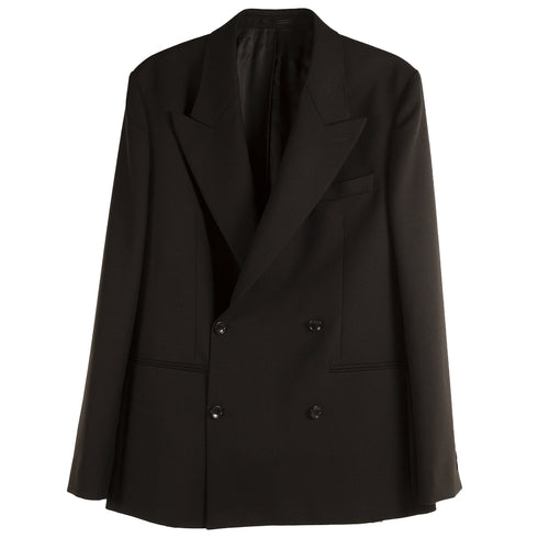 Mfpen Double Breasted Blazer Black Wool Twill AW21-21A Degli Uberti