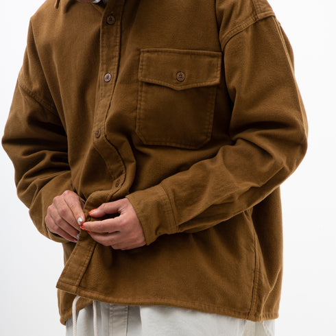 Nanamica Flannel CPO Shirt Jacket Camel SUAF298E Degli Uberti