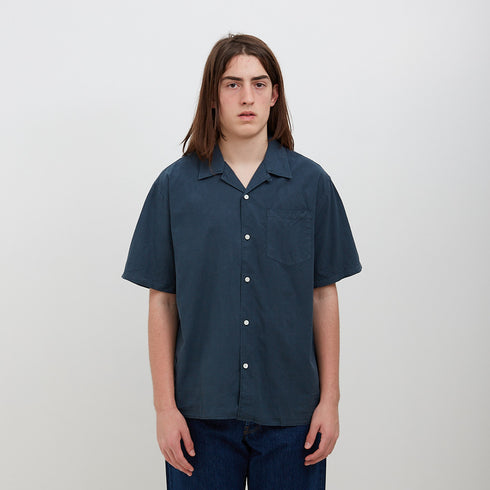 Norse Projects Carsten Tencel Shirt Deep Marine N40-05797187 Degli Uberti