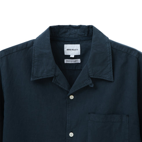 Norse Projects Carsten Tencel Shirt Deep Marine N40-05797187 Degli Uberti