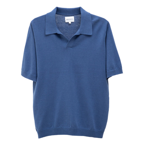 Norse Projects Leif Cotton Linen Polo Calcite Blue N45-05027187 Degli Uberti