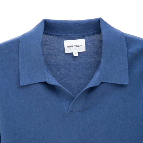 Norse Projects Leif Cotton Linen Polo Calcite Blue N45-05027187 Degli Uberti