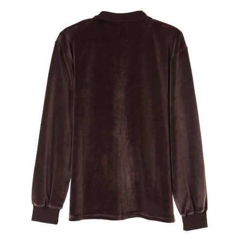 Polar Skate Co Velour Zip Polo Longsleeve Brown POL-VZPOLOLS Degli Uberti