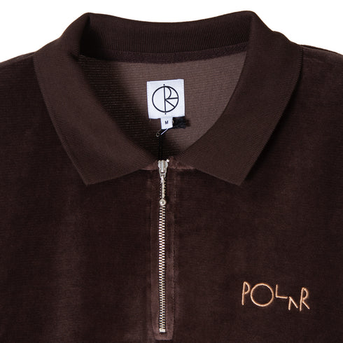 Polar Skate Co Velour Zip Polo Longsleeve Brown POL-VZPOLOLS Degli Uberti