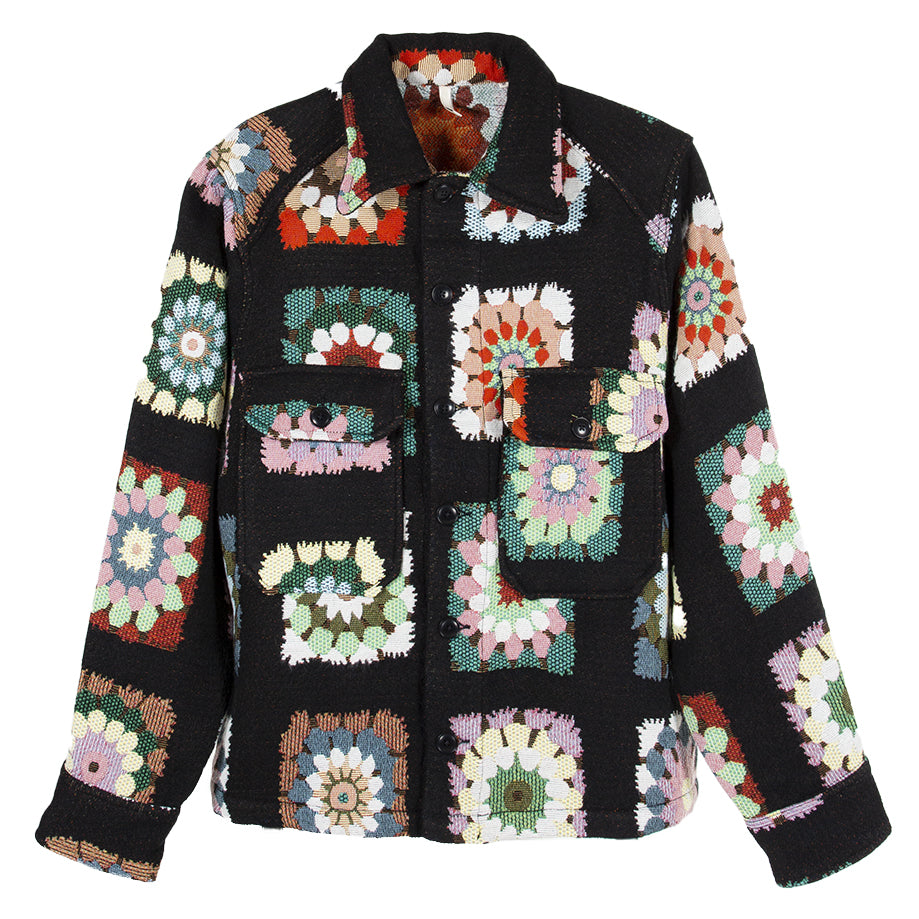 Sunflower Flora Cpo Shirt Black Floral Degli Uberti