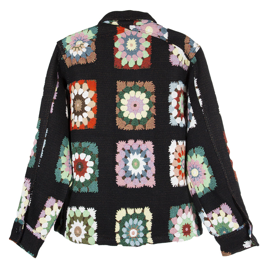 Sunflower Flora Cpo Shirt Black Floral - Degli Uberti