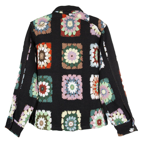 Sunflower Flora Cpo Shirt Black Floral 4082 Degli Uberti