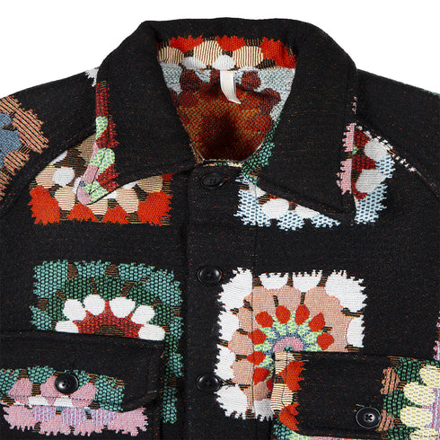 Sunflower Flora Cpo Shirt Black Floral 4082 Degli Uberti