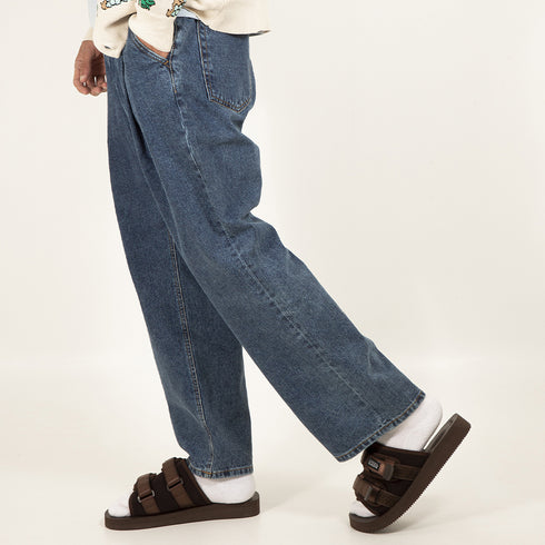 Uniform Bridge Wide One Tuck Denim Pants Indigo Washed Degli Uberti
