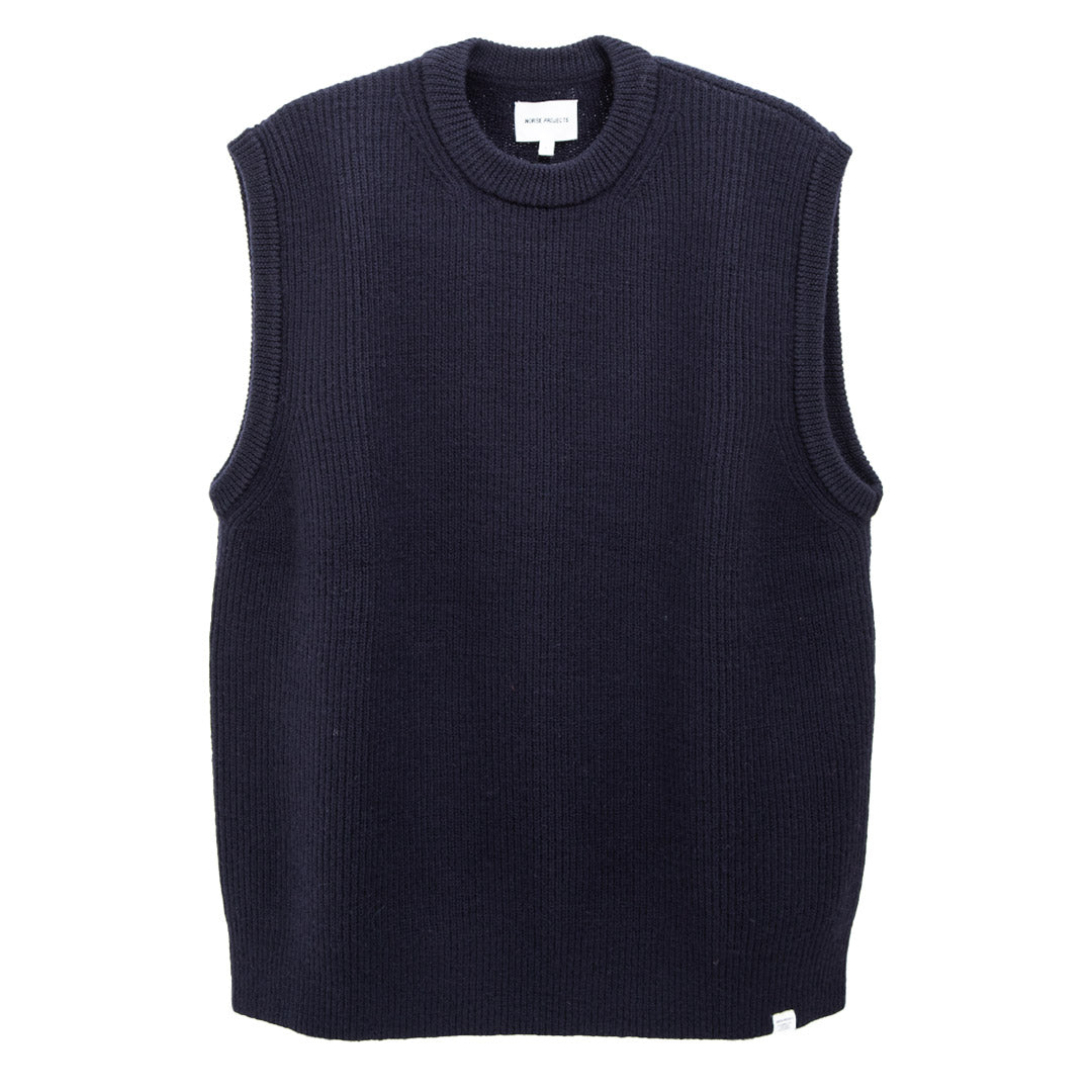 Norse Projects Manfred Wool Cotton Rib Vest Dark Navy – Degli Uberti