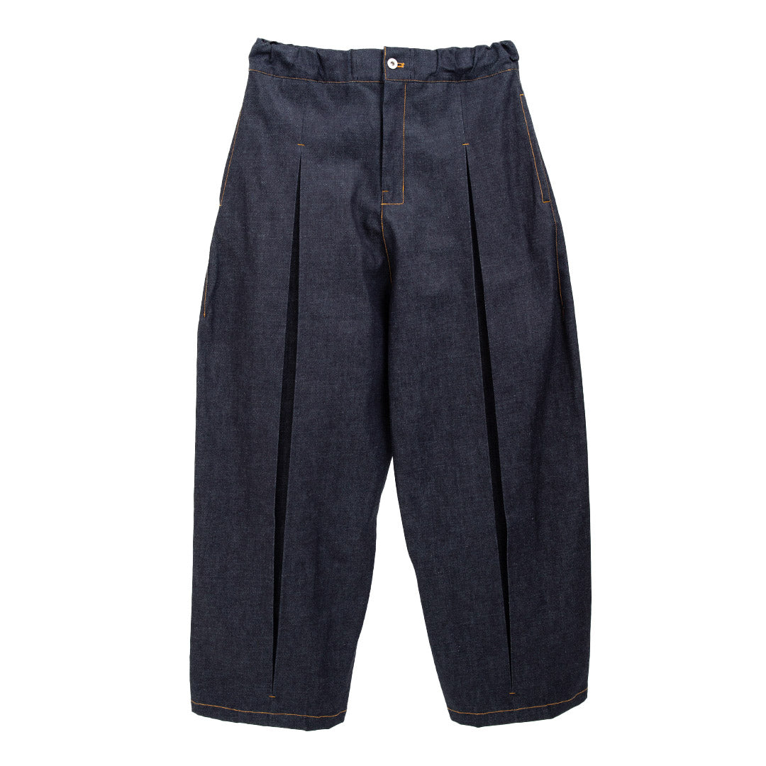 SAGE NATION / Denim Raw Box Pleat Trousers | Tree And Branch