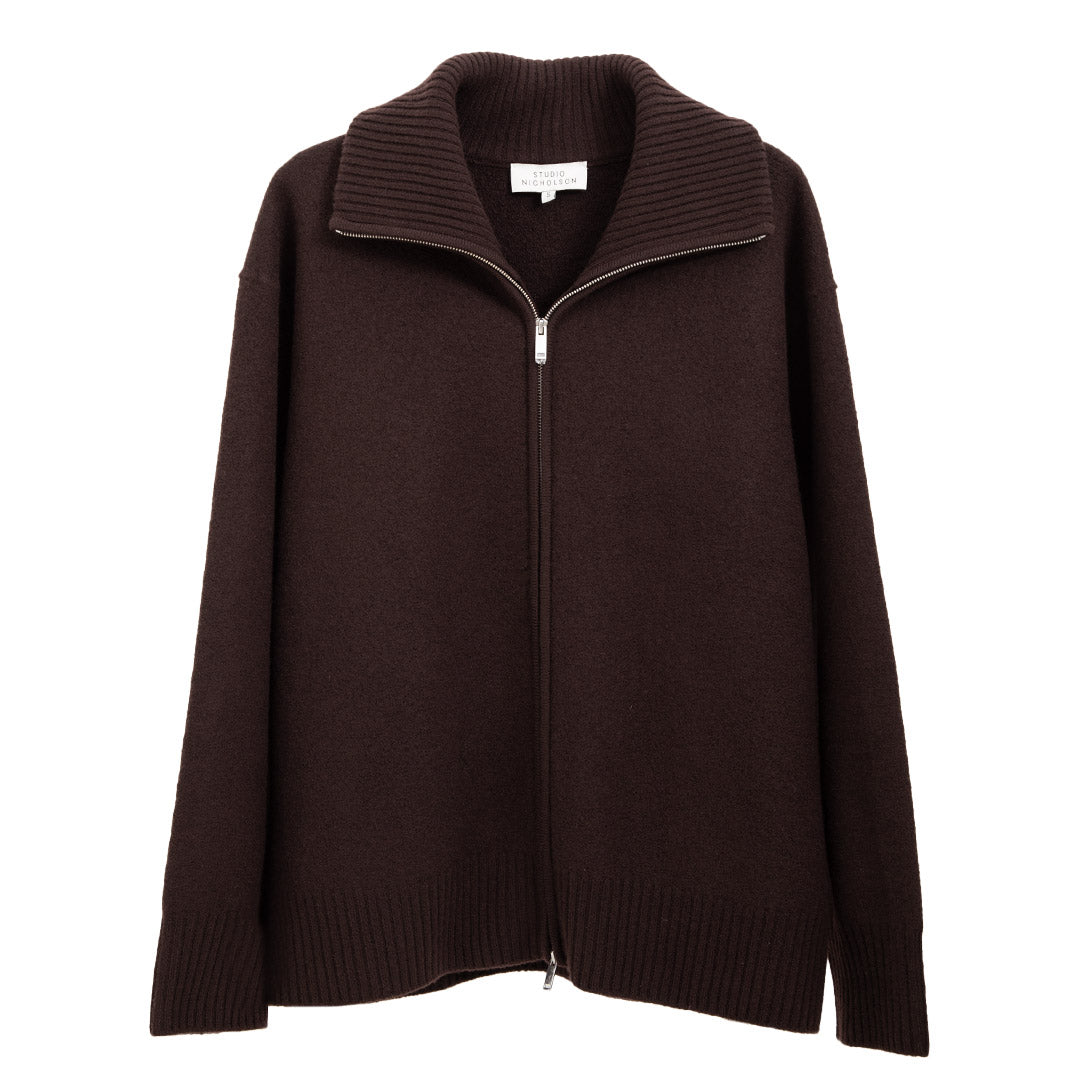STUDIO NICHOLSON IWAKI WOOL ZIP JUMPER（Lye Knit in Rock – Mohawk 