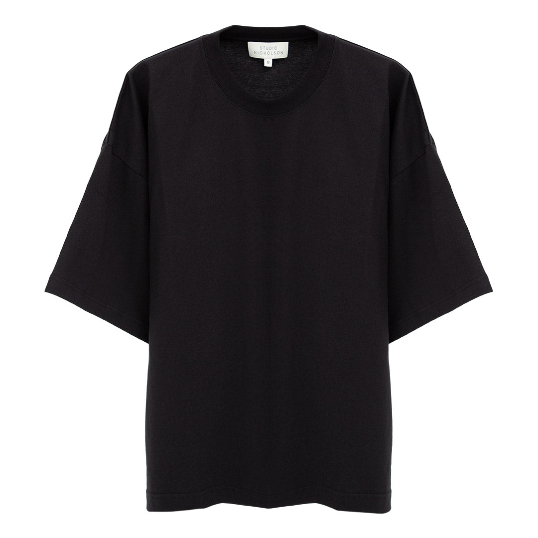 STUDIO NICHOLSON｜ (PIU COTTON JERSY T-SHIRT BLACK (1327 STUDIO NICHOLSON｜ (PIU COTTON JERSY T-SHIRT BLACK (1327 Piu